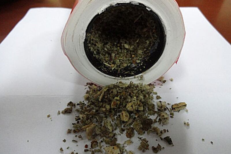 ??Three Britons have been jailed for possessing the drug Spice, also known as K2. Picture courtesy Dubai Customs