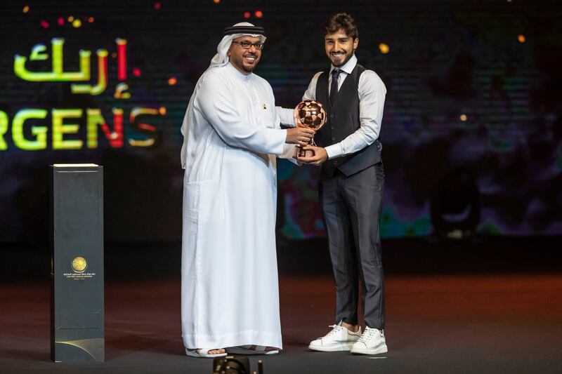 Al Ain left-back Erik Jorgens was voted best young player (resident/born in the UAE) at the UAE Pro League Awards Ceremony at Emirates Palace. Antonie Robertson/The National
