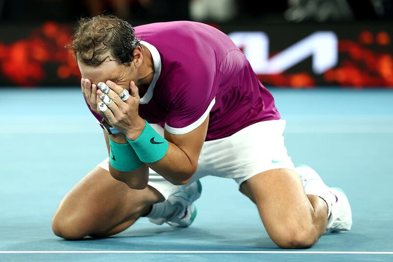 Rafael Nadal after beating Daniil Medvedev. Getty