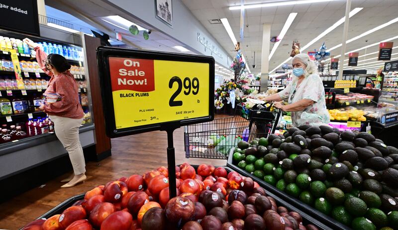 Supermarket shoppers in Alhambra, California. US government figures showed a key measure of core consumer prices rose in September to a 40-year high. AFP