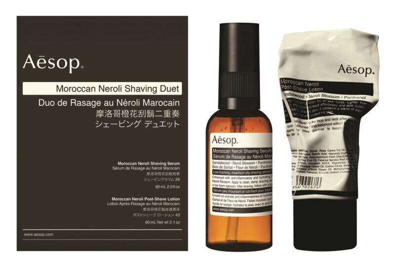 The new Moroccan Neroli Shaving Duet set from Aesop. Courtesy Aesop