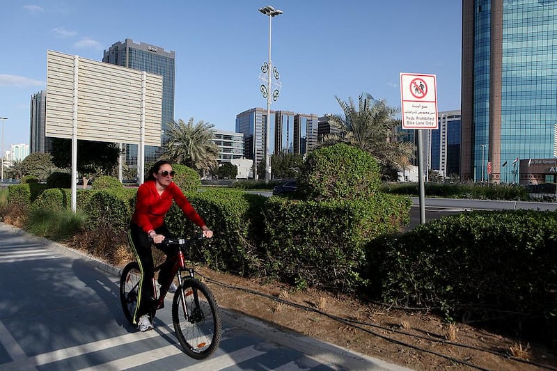 Abu Dhabi is encouraging its residents to move towards a healthier lifestyle. The Department of Transport is set to double the number of walking paths and bicycle trails in the emirate by 2020. Fatima Al Marzooqi/The National