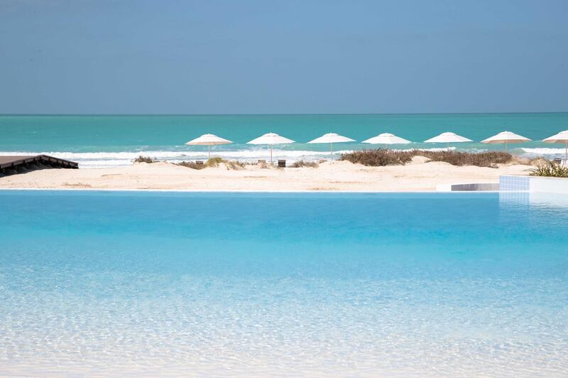 The pool and beach at Jumeirah at Saadiyat Island Resort. Courtesy Jumeirah at Saadiyat Island Resort