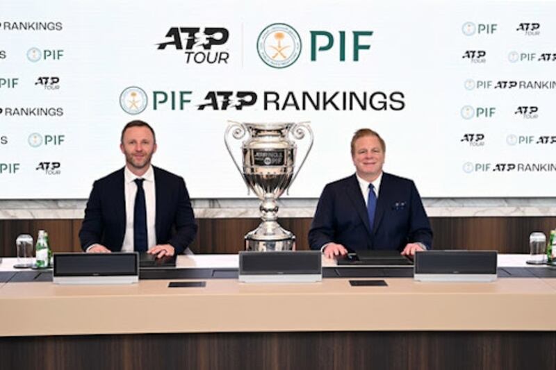 ATP CEO Massimo Calvelli and PIF Head of Corporate Affairs Kevin Foster. Photo: PIF