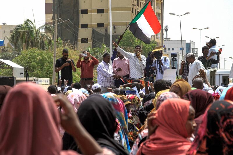 Sudanese people protest in Khartoum. AFP