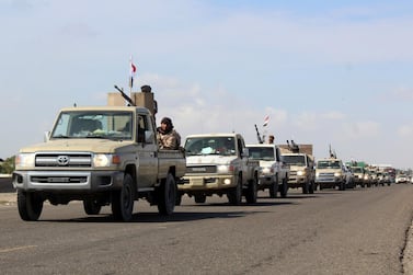 A convoy of Yemen's Security Belt Force heads from the southern city of Aden to Abyan province on November 26, 2019. AFP
