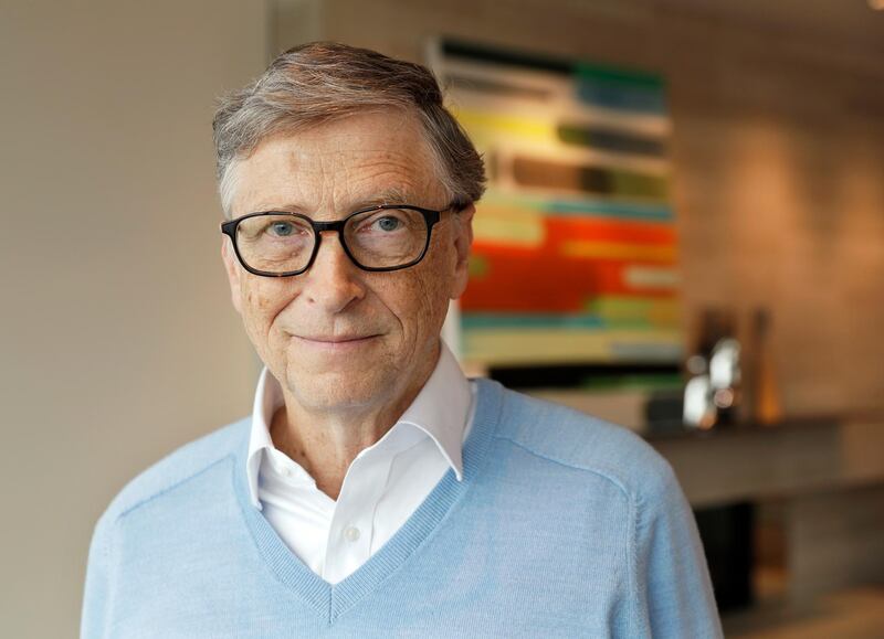 In this Feb. 1, 2018 photo, Microsoft co-founder Bill Gates, with his wife Melinda, poses for a photo before an interview with The Associated Press in Kirkland, Wash. The Gateses, as the world's top philanthropists, are rethinking their work in America as they confront what they consider their unsatisfactory track record on schools, the country's growing inequity and a president they disagree with more than any other. (AP Photo/Ted S. Warren)
