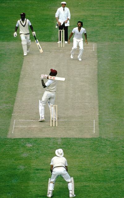 World Cup Final 1983 West Indies v India at Lord's Viv Richards ct Kapil Dev b Madan Lal E835532 (Photo by Patrick Eagar/Popperfoto via Getty Images)