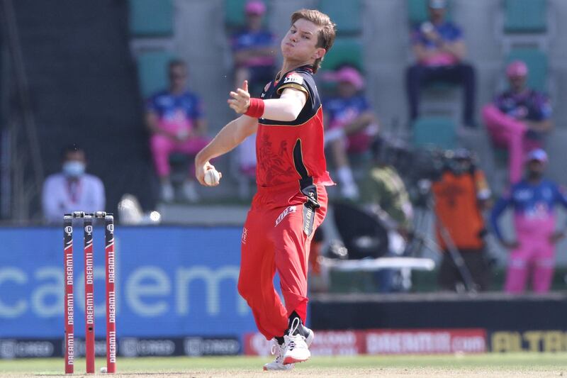 Adam Zampa of Royal Challengers Bangalore bowls during match 15 of season 13 of Indian Premier League (IPL) between the Royal Challengers Bangalore and the Rajasthan Royals at the Sheikh Zayed Stadium, Abu Dhabi  in the United Arab Emirates on the 3rd October 2020.  Photo by: Pankaj Nangia  / Sportzpics for BCCI