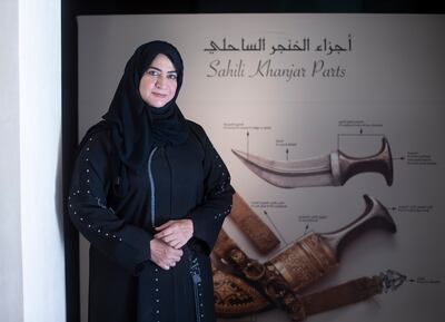 Halima Abdullah Rashid's family have been designing and crafting Emirati daggers for generations. Leslie Pableo / The National