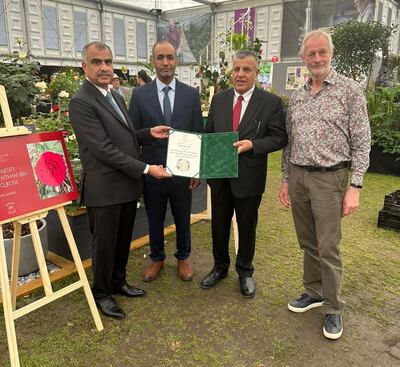 The new roses were unveiled at a ceremony at the flower show this week. Photo: Oman News Agency