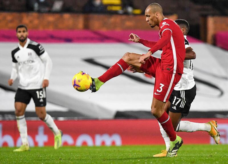 Fabinho - 7: The Brazilian has become the mainstay of the defence. There was some debate over whether he had given away a penalty but all VAR showed was that his timing is impeccable. EPA