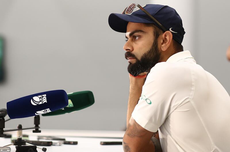 PERTH, AUSTRALIA - DECEMBER 18: Virat Kohli of India speaks during his press conference after day five of the second match in the Test series between Australia and India at Perth Stadium on December 18, 2018 in Perth, Australia. (Photo by Ryan Pierse/Getty Images)