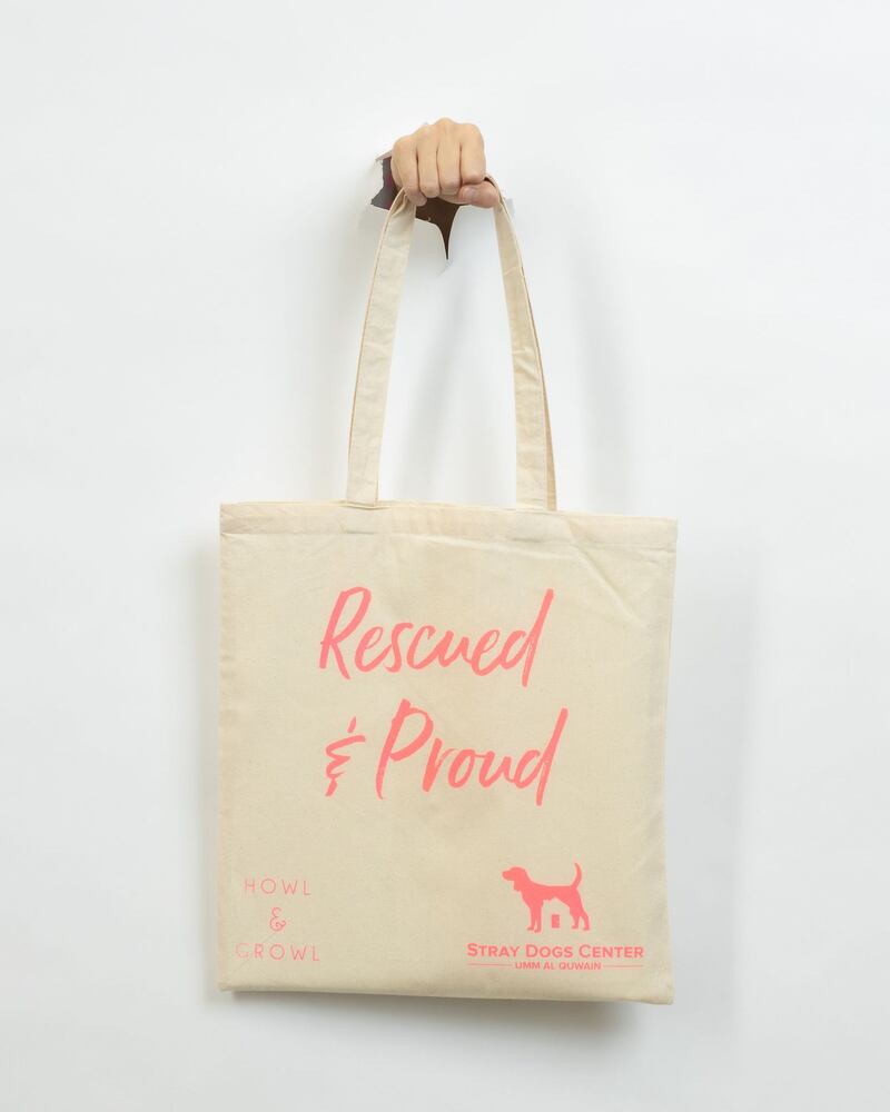 Rescued & Proud Tate Bag, Dh45, www.howlandgrowl.com. Photo: Howl and Growl