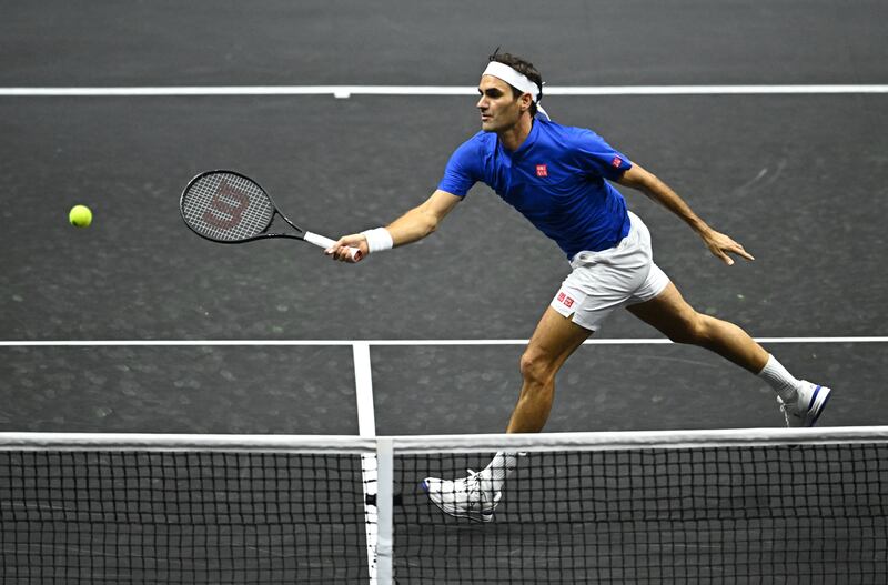 Roger Federer during his doubles match with Rafael Nadal. Reuters