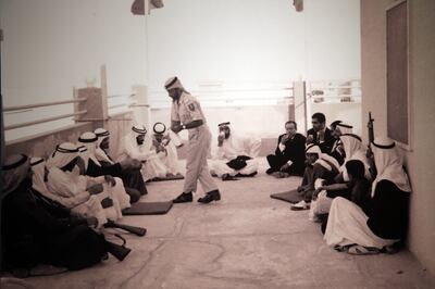 A majlis chaired by Sheikh Zayed in Abu Dhabi during the late 60s. The National