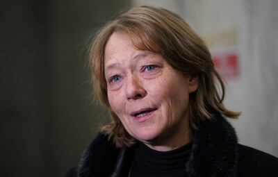 Russell Causley and Carole Packman's daughter Samantha Gillingham at the Parole Board Offices, London, on Monday after the first public hearing in UK history. PA