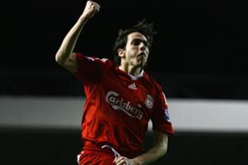 Yossi Benayoun celebrates his goal for Liverpool against Sunderland at Anfield on Tuesday.