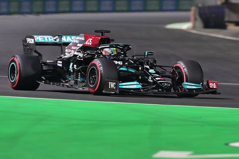 British driver Lewis Hamilton during qualifying at the Jeddah Corniche Circuit. AFP