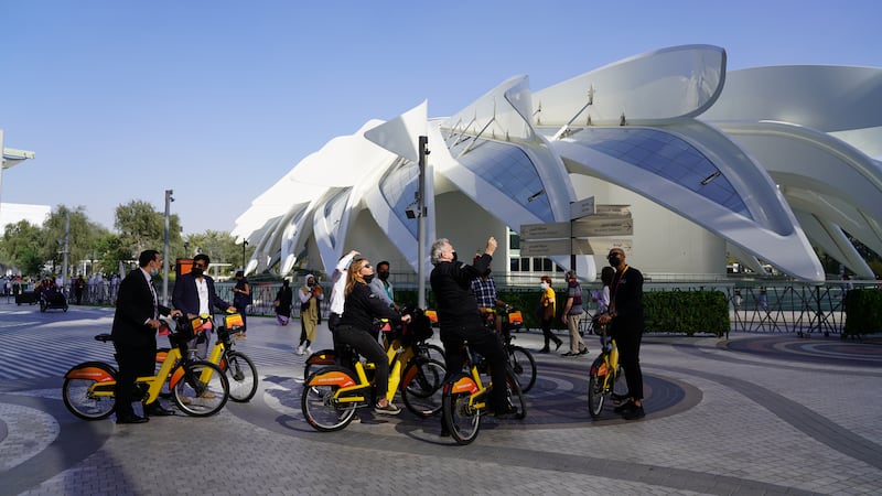 More than 10 kilometres of cycling tracks were designed to allow visitors to explore the Expo site. Photo: Expo 2020