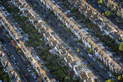 File photo of an aerial view of terraced houses in south west London. Issue date: Sunday January 1, 2023.