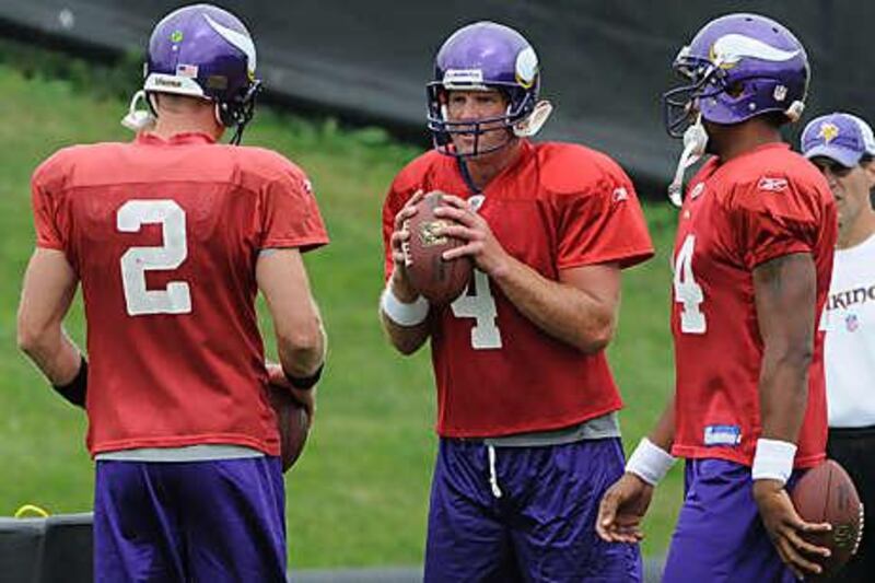 The Vikings will be built around Brett Favre, No 4, their veteran quarterback, who is said to be in great shape despite his age. Favre was in two minds whether to retire or keep playing. He made the latter choice.