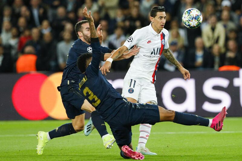 Paris Saint-Germain's Argentine midfielder Angel Di Maria in action. AFP