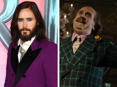 Jared Leto in 'House of Gucci'. Photos: Getty Images; Universal Pictures