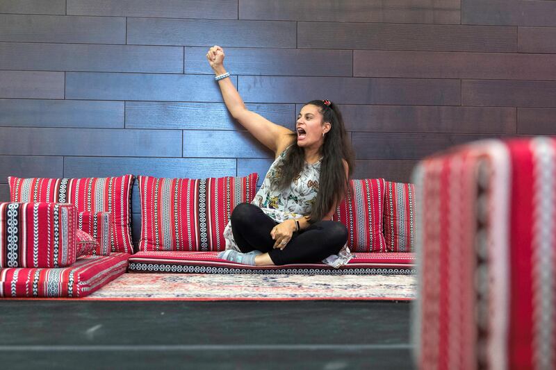 Abu Dhabi, United Arab Emirates, September 11, 2017:    Palestinian-American comic Masoon Zayid at NYU Abu Dhabi on Saadiyat Island in Abu Dhabi on September 11, 2017. Christopher Pike / The National

Reporter: Ann Marie McQueen
Section: Arts & Culture