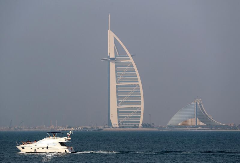 Dubai, United Arab Emirates - Reporter: N/A. News. The sun sets on a yacht on the longest day of the year. Sunday, June 21st, 2020. Dubai. Chris Whiteoak / The National