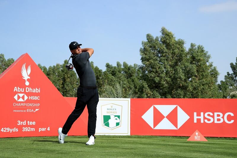 ABU DHABI, UNITED ARAB EMIRATES - JANUARY 15:  Brooks Koepka of the United States plays his shot from the third tee during the Pro-Am ahead of the Abu Dhabi HSBC Golf Championship at the Abu Dhabi Golf Club on January 15, 2019 in Abu Dhabi, United Arab Emirates. (Photo by Andrew Redington/Getty Images)