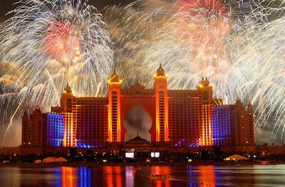 Fireworks over Atlantis, The Palm for New Year's Eve 2020. AFP