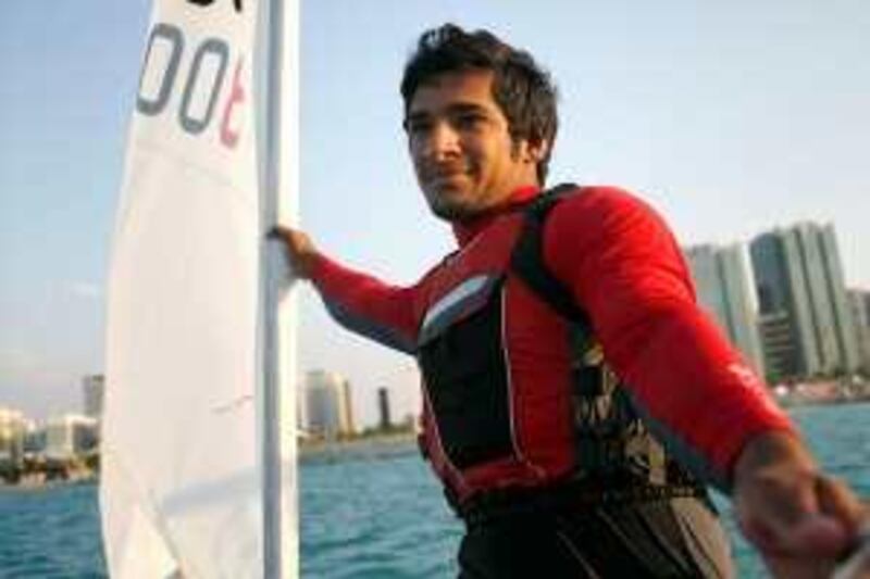 Abu Dhabi, UAE - December 18, 2008 - Adil Khalid, UAE olympic sailor, practices before the National Day Regatta, organized by the Abu Dhabi International Marine Sports Club. (Nicole Hill / The National) *** Local Caption ***  NH Sailor02.jpgNH Sailor02.jpg