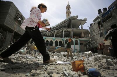 The aftermath of an Israeli air strike on a mosque in Al Bureij refugee camp in Deir Al Balah, Gaza. Getty Images