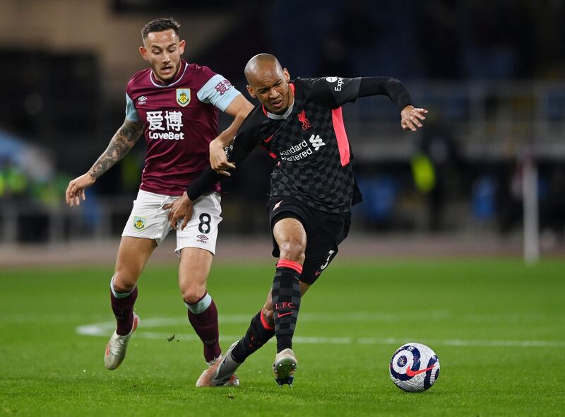 Fabinho - 5. The Brazilian was often an onlooker as Burnley pumped the ball over his head. He looked weary and did not react to loose balls as quickly as the opposition. AFP