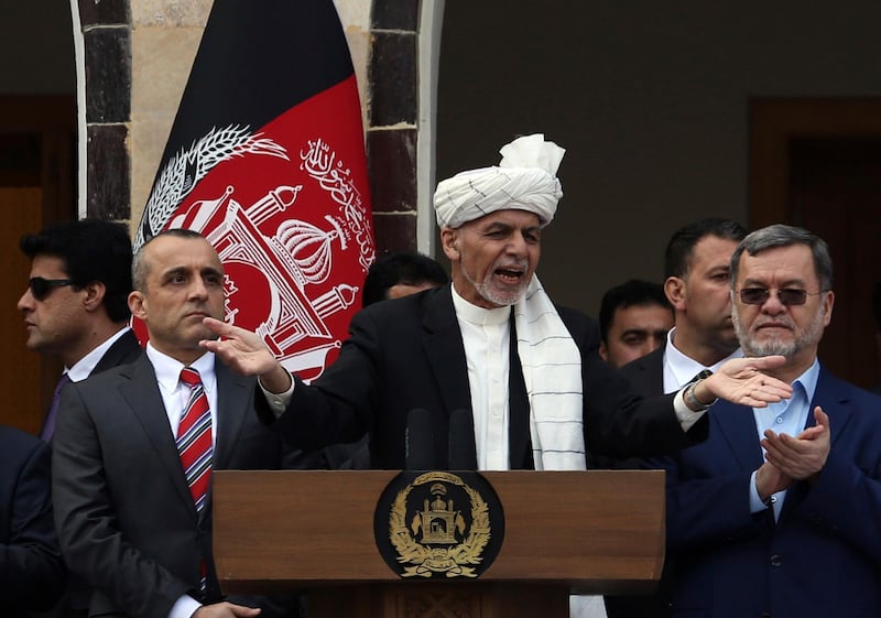 Afghan President Ashraf Ghani, second Vice President Sarwar Danish  and first Vice President Amrullah Saleh in Kabul. AP