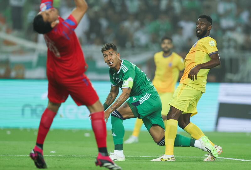 Al Ahli's Roberto Firmino scores his first goal. Getty