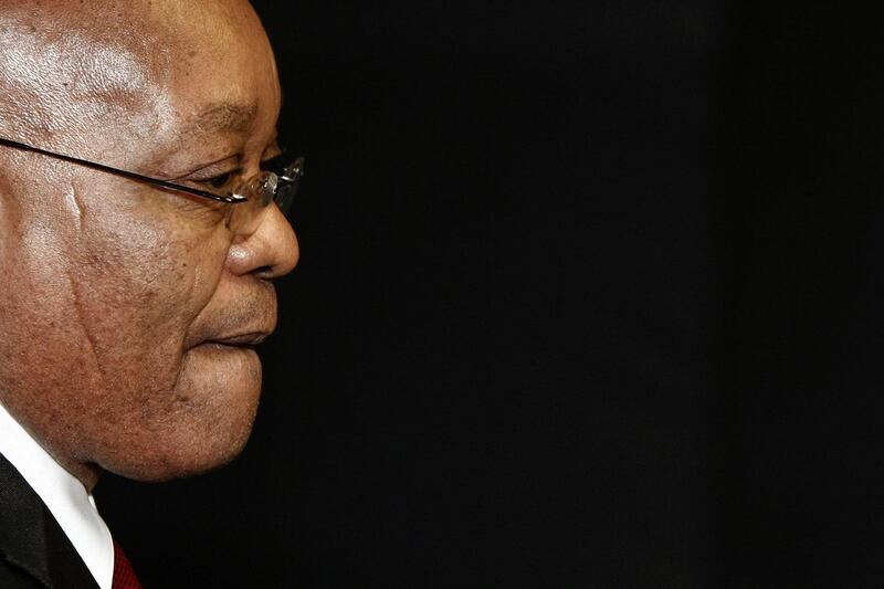 (FILES) In this file photo taken on March 4, 2010 South African President Jacob Zuma arrives for a press conference at Wembley Stadium, in London. 
South Africa's ANC announced on February 13, 2018 that no deadline had been set for South African President Jacob Zuma to resign. / AFP PHOTO / CARL COURT