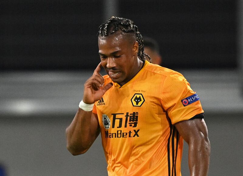 FILE PHOTO: Soccer Football - Europa League - Quarter Final - Wolverhampton Wanderers v Sevilla - MSV-Arena, Duisburg, Germany - August 11, 2020 Wolverhampton Wanderers' Adama Traore reacts, as play resumes behind closed doors following the outbreak of the coronavirus disease (COVID-19) Pool via REUTERS/Ina Fassbender/File Photo