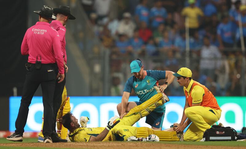Glenn Maxwell cramped up badly throughout the evening and could not run singles. Getty Images 