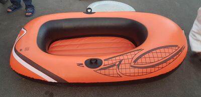 The inflatable dinghy that was on sale on the street. Picture by Saeed Saeed.