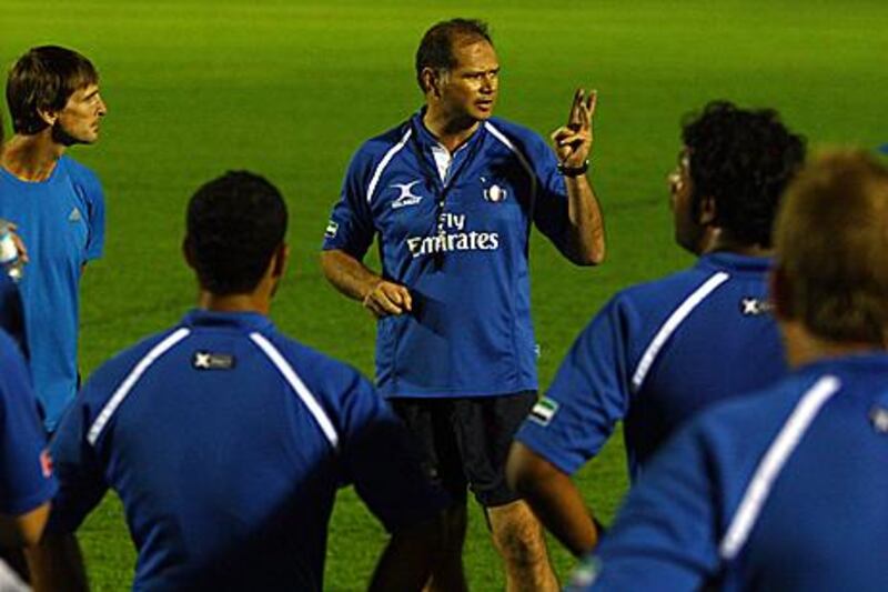 Bruce Birtwistle, the UAE coach, centre, is looking forward to a new era for rugby in the country.