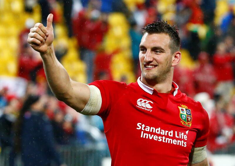 Sam Warburton gives the thumbs up after leading the British & Irish Lions to victory over New Zealand at the Westpac Stadium, Wellington, New Zealand on July 1, 2017.