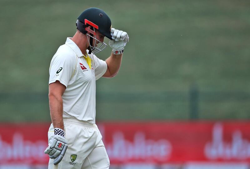 Australia's Mitchell Marsh reacts as he is dismissed in their cricket test match against Pakistan. AP Photo