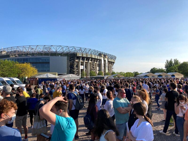 Twickenham stadium, the home of rugby in England, on Monday became a mass walk-in vaccination centre, with a limited offer of first shots to anyone over 18 years of age. David Lawrence/Twitter