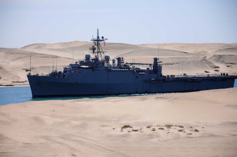 The USS Ponce warship transits through the Suez Canal at the Egyptian port of Ismailia in 2011. AFP