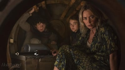 From left, Noah Jupe, Millicent Simmonds and Emily Blunt in 'A Quiet Place Part II', which opened in US cinemas last week. AP