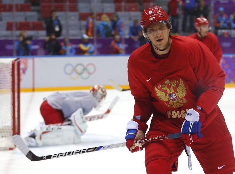 Alexander Ovechkin of the Washington Capitals practices with the Russian national team on Tuesday. 