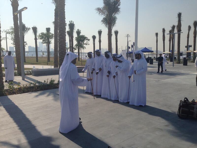 Traditional local entertainment welcomed visitors to Louvre Abu Dhabi. John Dennehy / The National