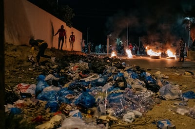 Residents of Agareb lit tyres and piles of rubbish in the town centre Wednesday night. Photo: Erin Clare Brown / The National